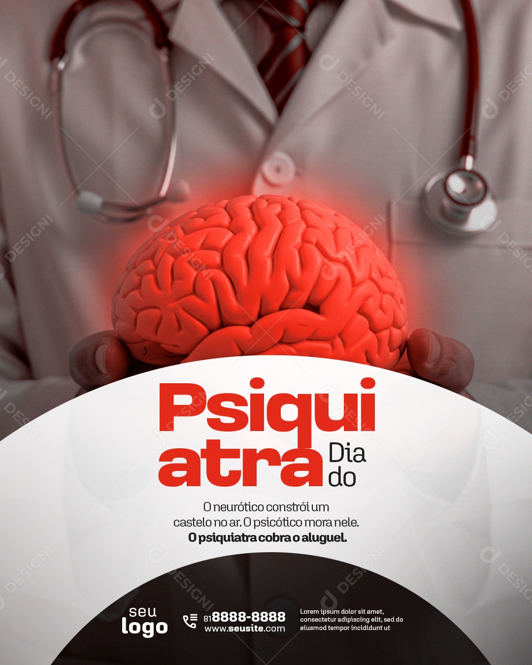 Dia do Médico Psiquiatra 13 de Agosto Social Media PSD Editável