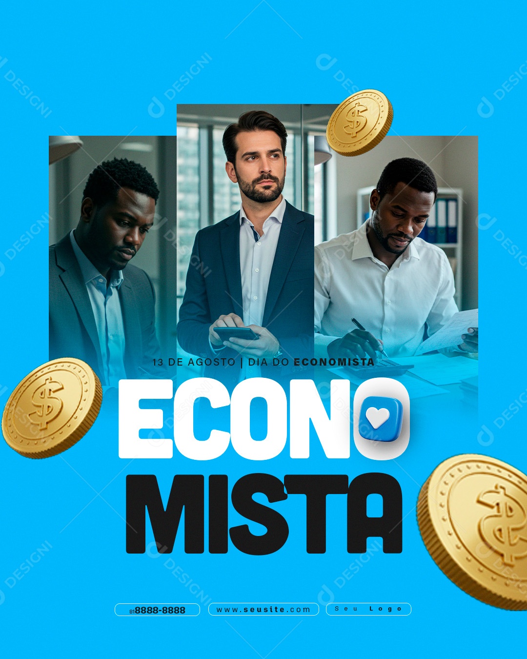 Feliz Dia do Economista 13 de Agosto Parabéns Social Media PSD Editável