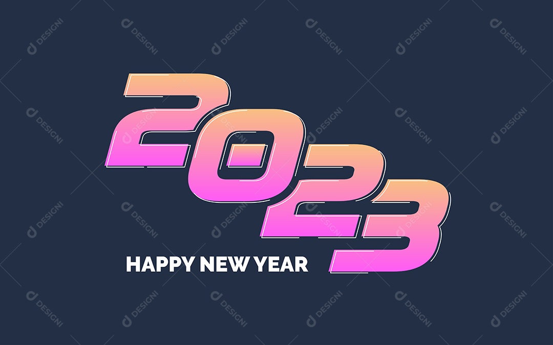 Logotipo 2023 Feliz Ano Novo Ilustração Vetor EPS