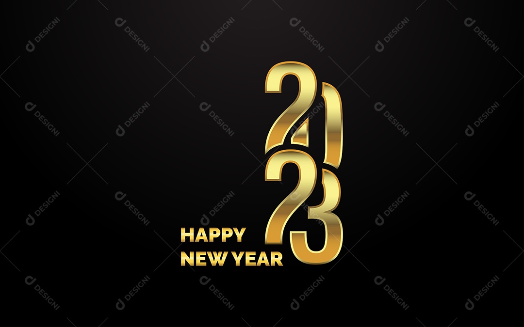 Logotipo 2023 Feliz Ano Novo Ilustração Vetor EPS