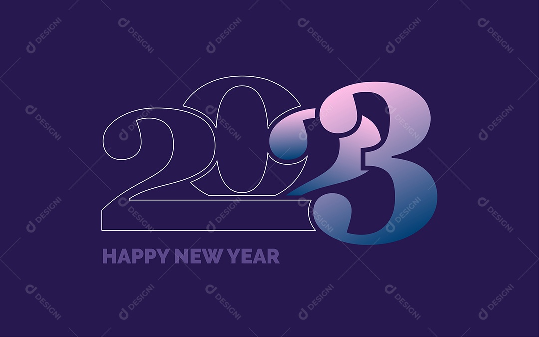 Logotipo 2023 Feliz Ano Novo Ilustração Vetor EPS