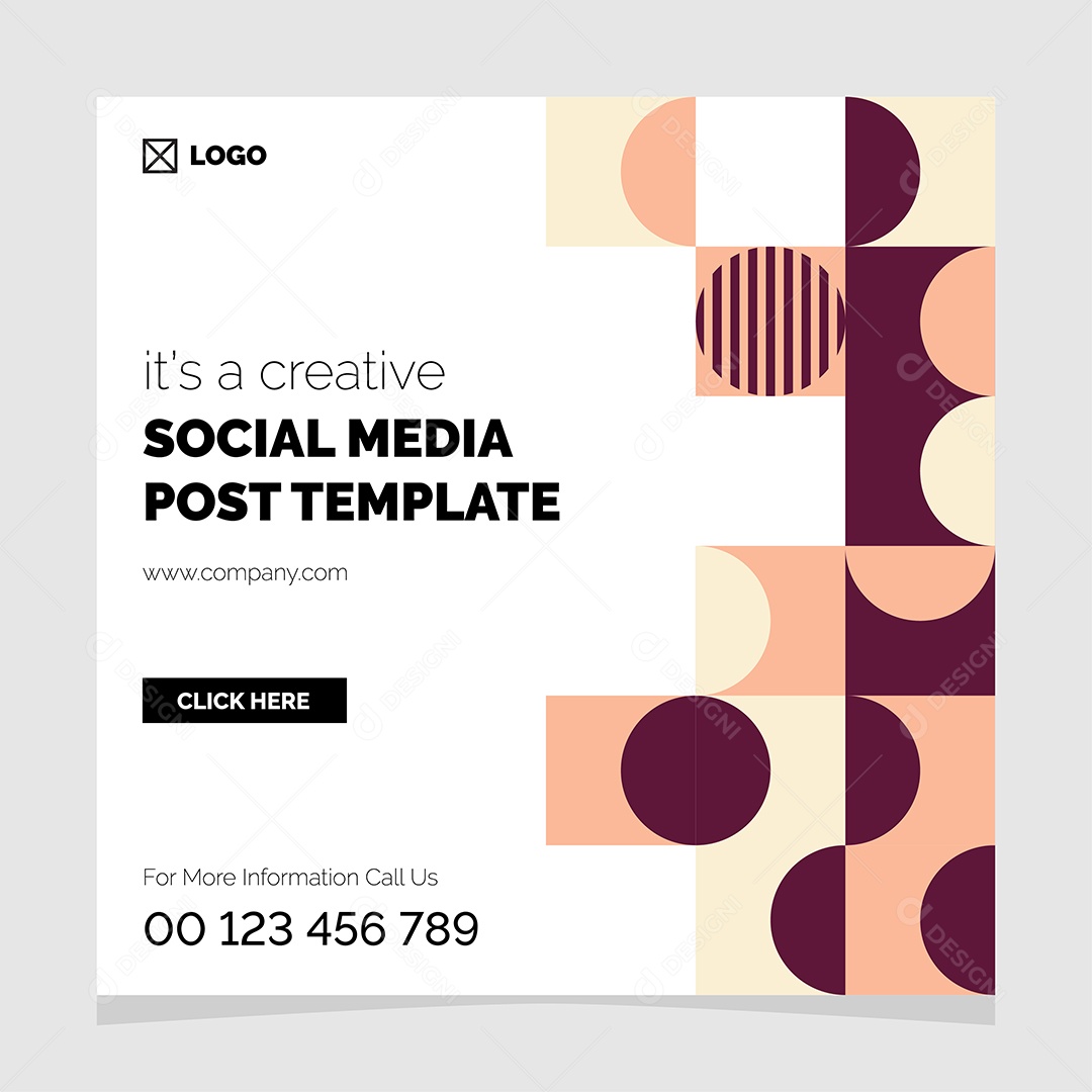 Post Template Geométricos Social Media Ilustração Vetor EPS Editável