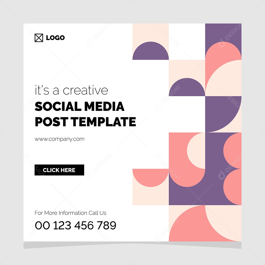 Post Template Geométricos Social Media Ilustração Vetor EPS Editável