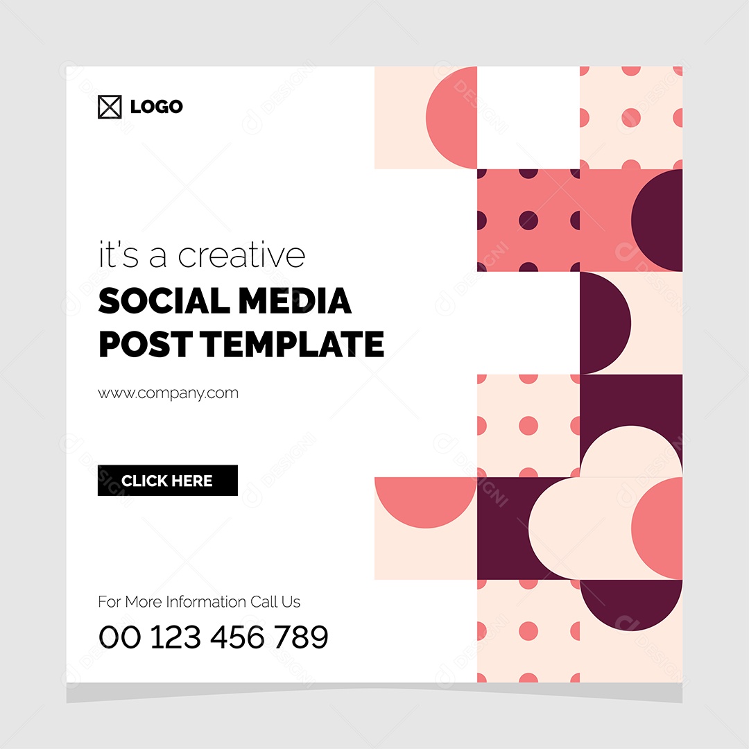 Post Template Geométricos Social Media Ilustração Vetor EPS Editável