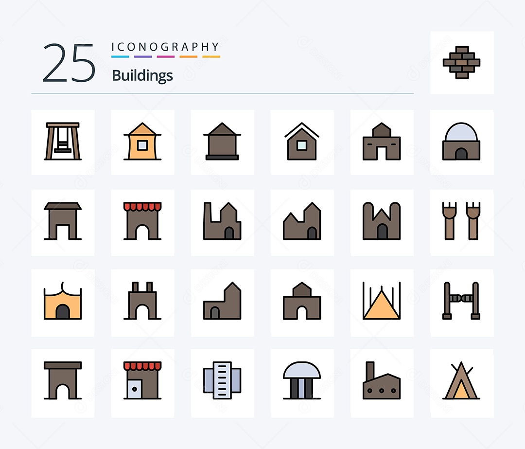 Conjunto de Ícones de Edifícios Modernos Ilustração Vetor EPS