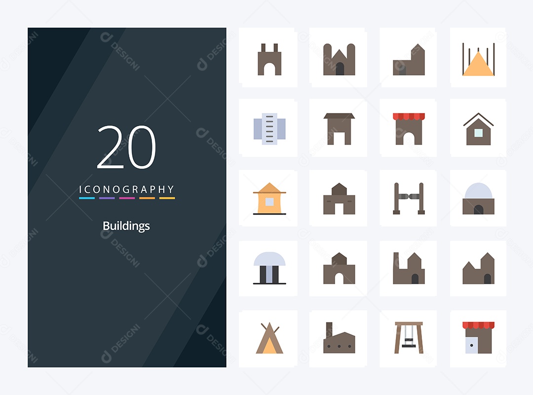 Conjunto de Ícones de Edifícios Modernos Ilustração Vetor EPS