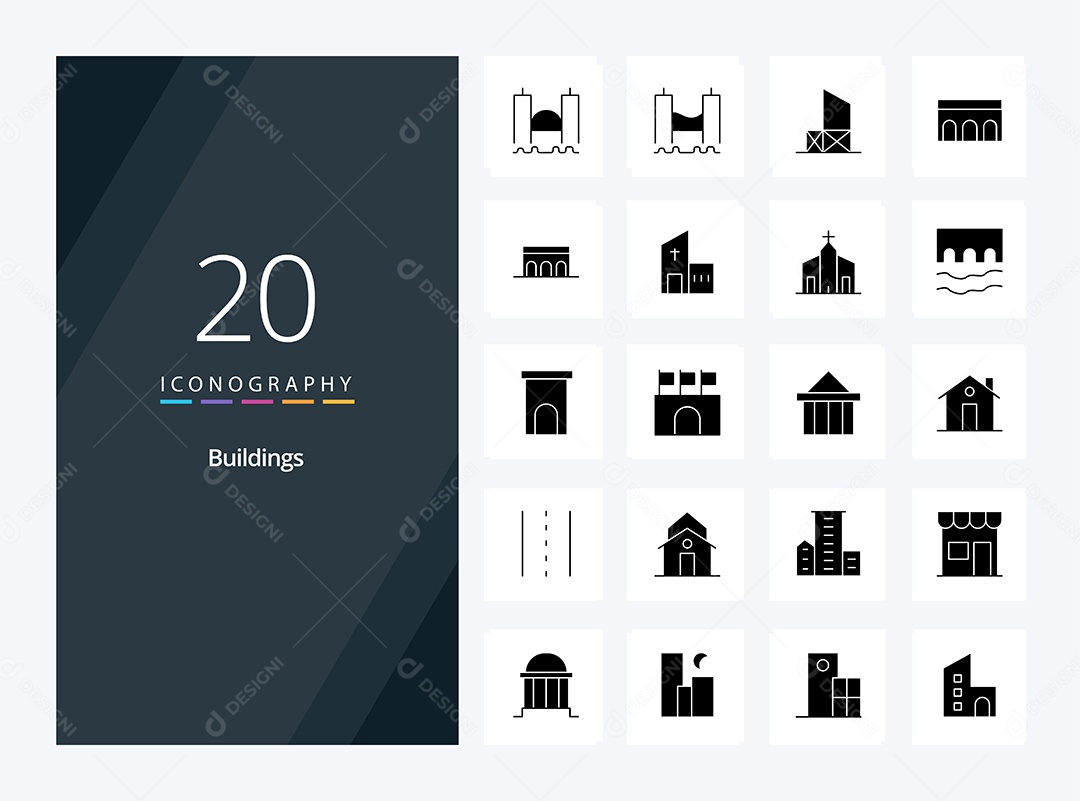 Conjunto de Ícones de Edifícios Modernos Ilustração Vetor EPS