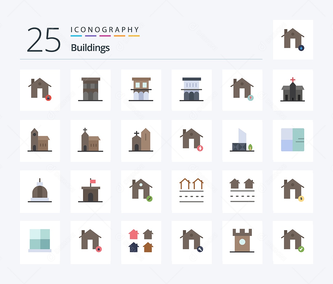 Conjunto de Ícones de Edifícios Modernos Ilustração Vetor EPS