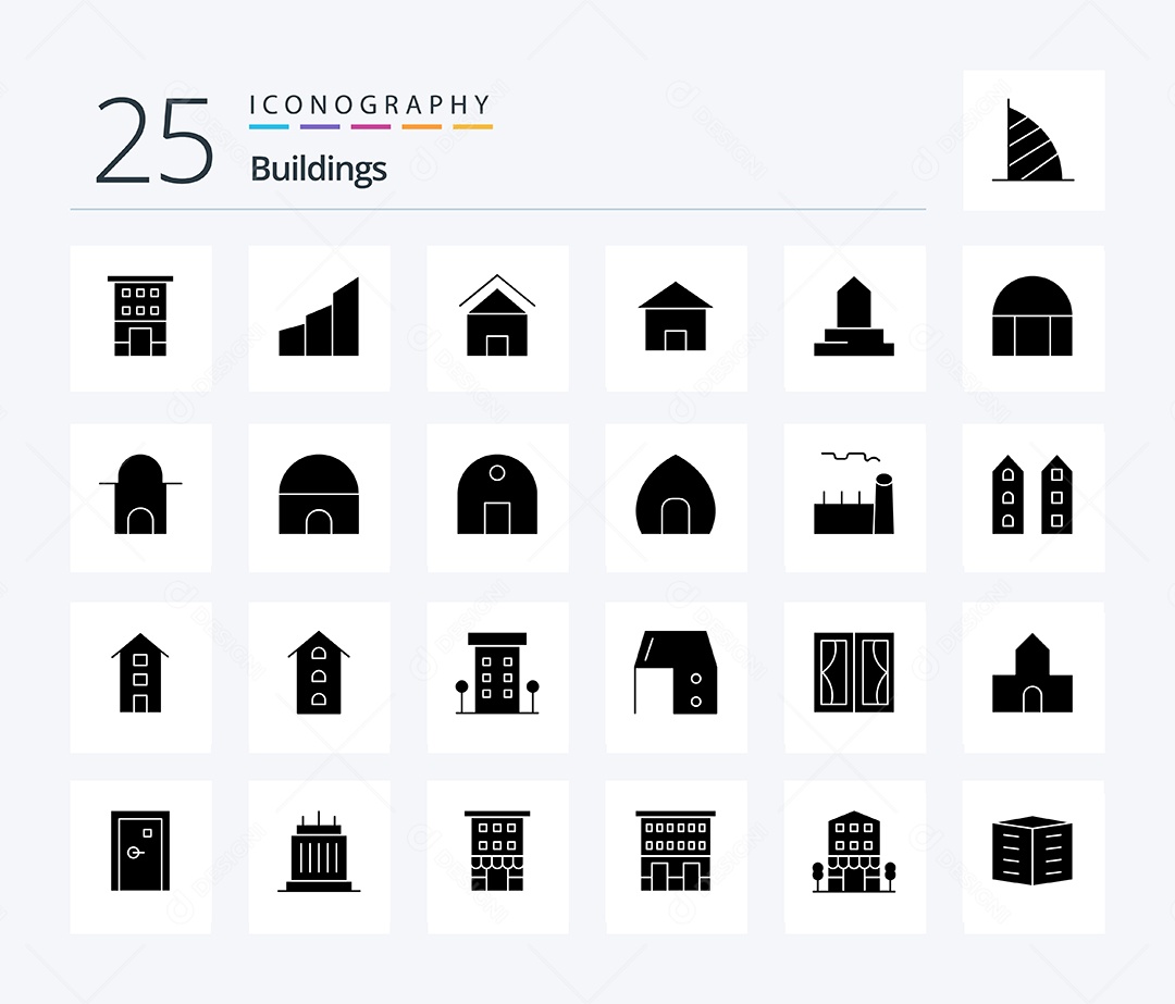 Conjunto de Ícones de Edifícios Modernos Ilustração Vetor EPS