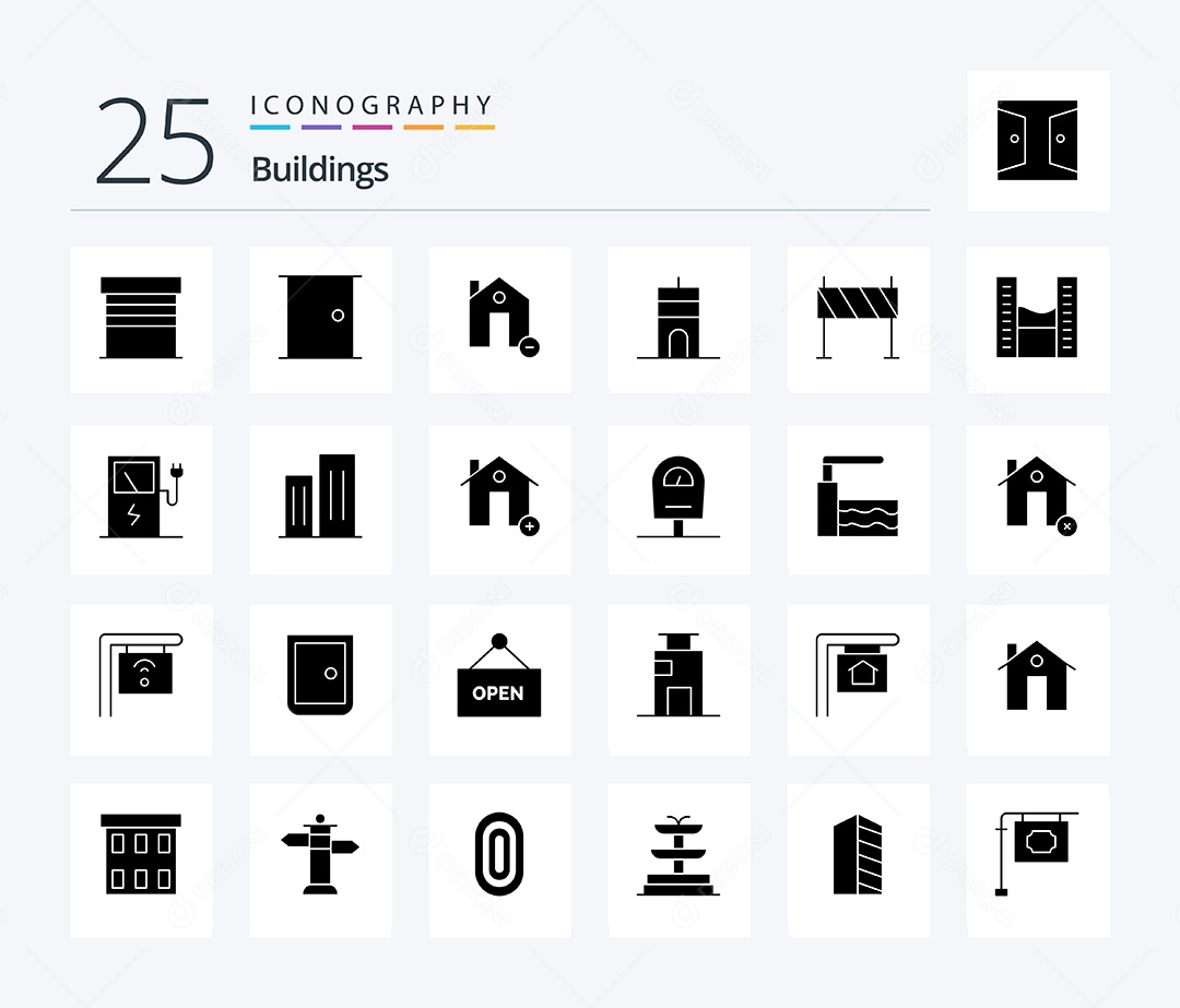 Conjunto de Ícones de Edifícios Modernos Ilustração Vetor EPS