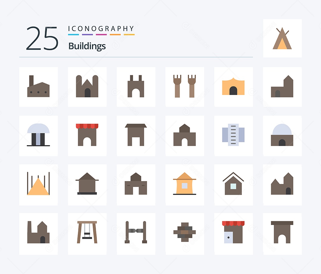 Conjunto de Ícones de Edifícios Modernos Ilustração Vetor EPS