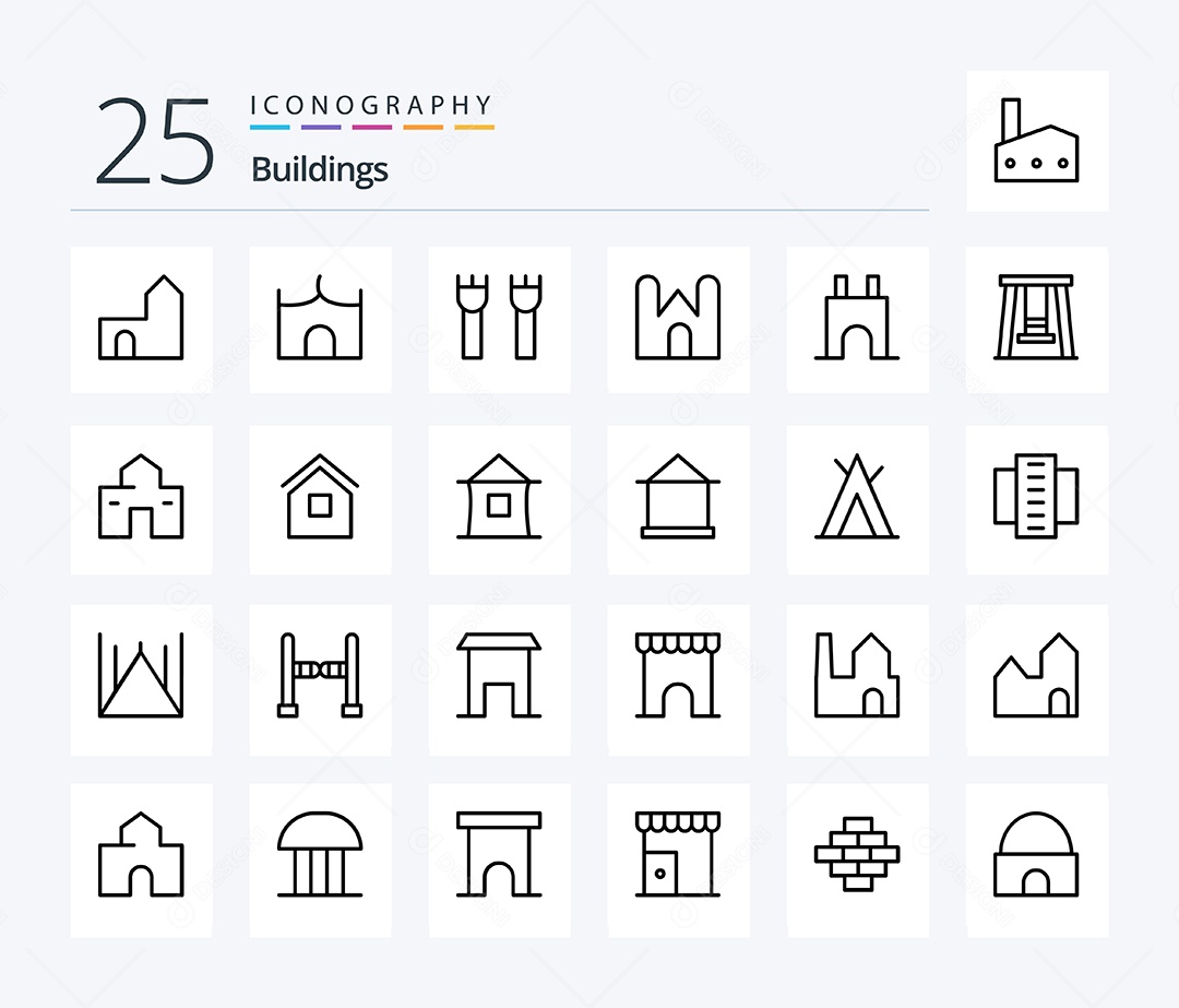 Conjunto de Ícones de Edifícios Modernos Ilustração Vetor EPS