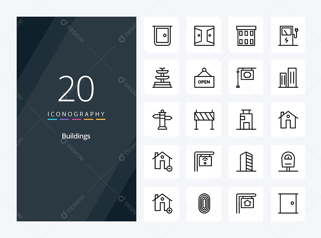 Conjunto de Ícones de Edifícios Modernos Ilustração Vetor EPS