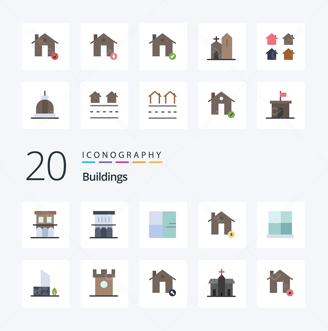 Conjunto de Ícones de Edifícios Modernos Ilustração Vetor EPS