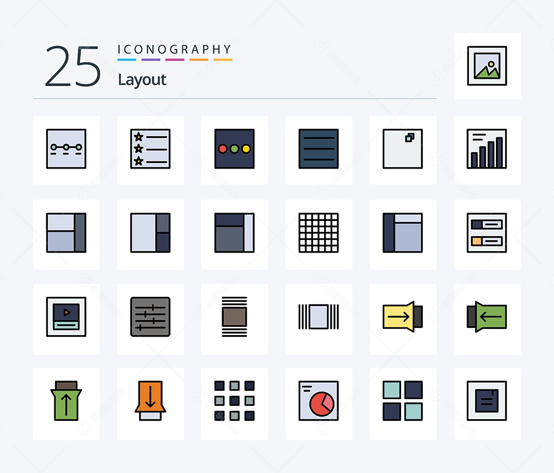Conjunto de Ícones de Layout Ilustração Vetor EPS