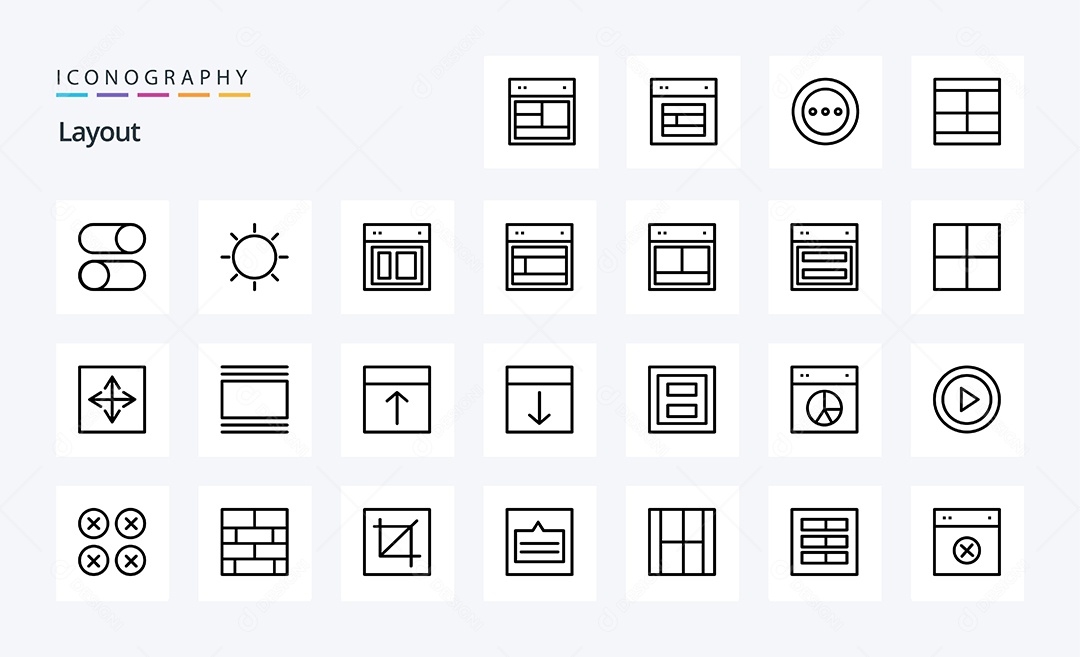 Conjunto de Ícones de Layout Ilustração Vetor EPS