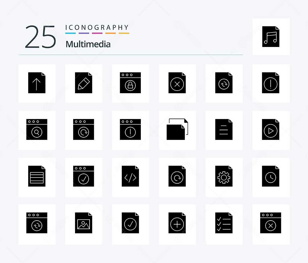 Conjunto de Ícones de Multimídia Ilustração Vetor EPS
