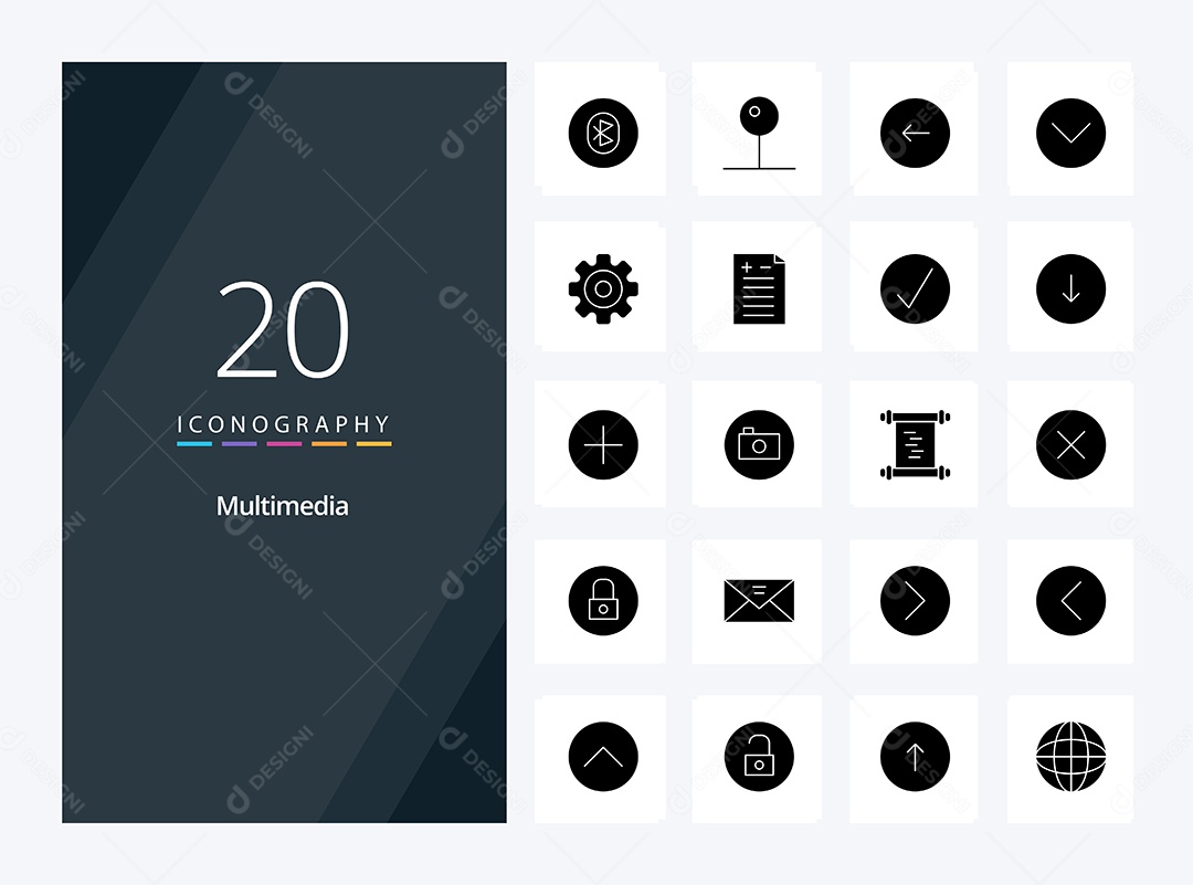 Conjunto de Ícones de Multimídia Ilustração Vetor EPS