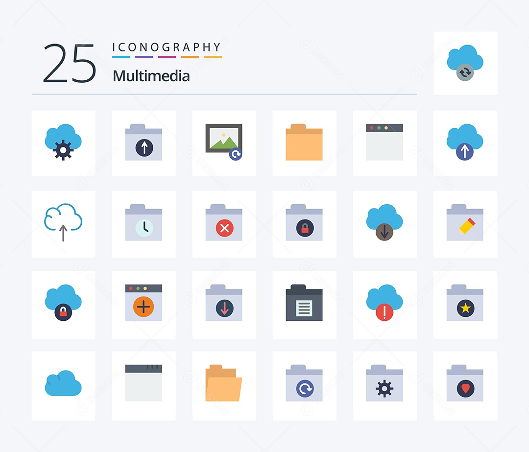 Conjunto de Ícones de Multimídia Ilustração Vetor EPS