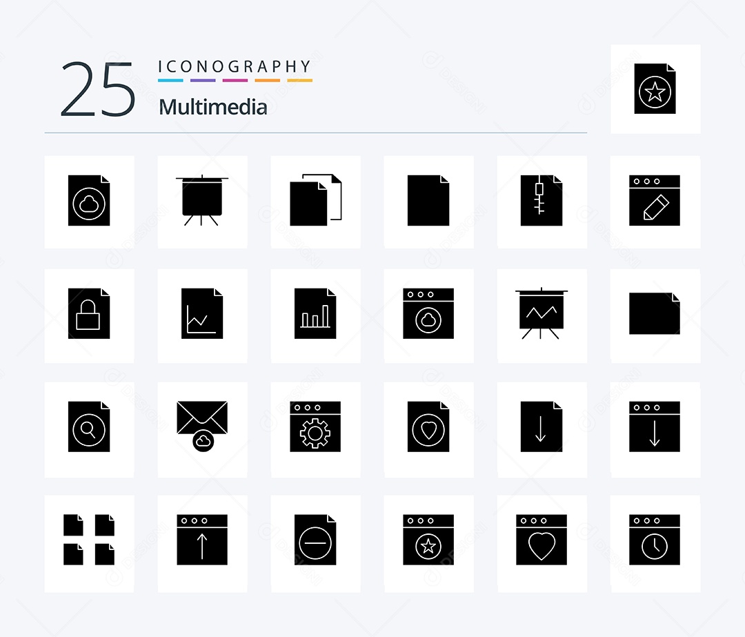 Conjunto de Ícones de Multimídia Ilustração Vetor EPS