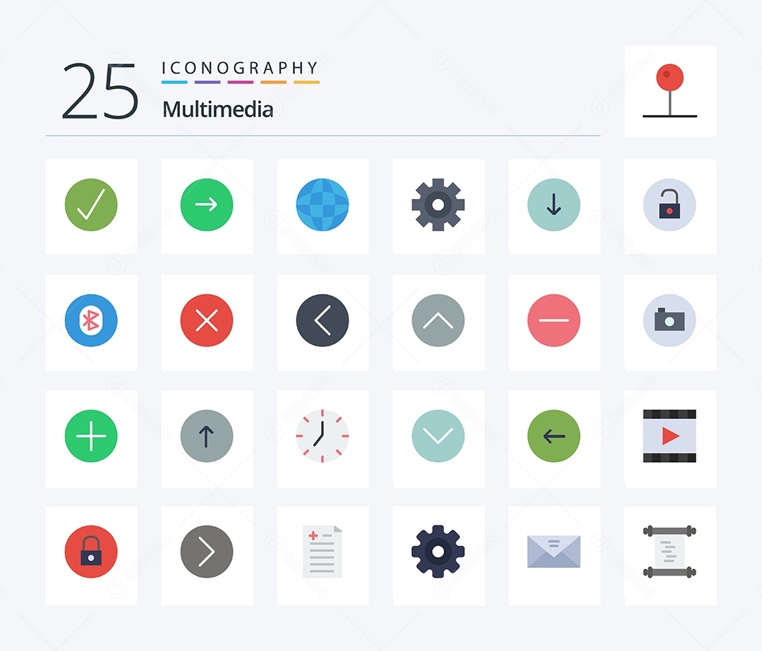 Conjunto de Ícones de Multimídia Ilustração Vetor EPS