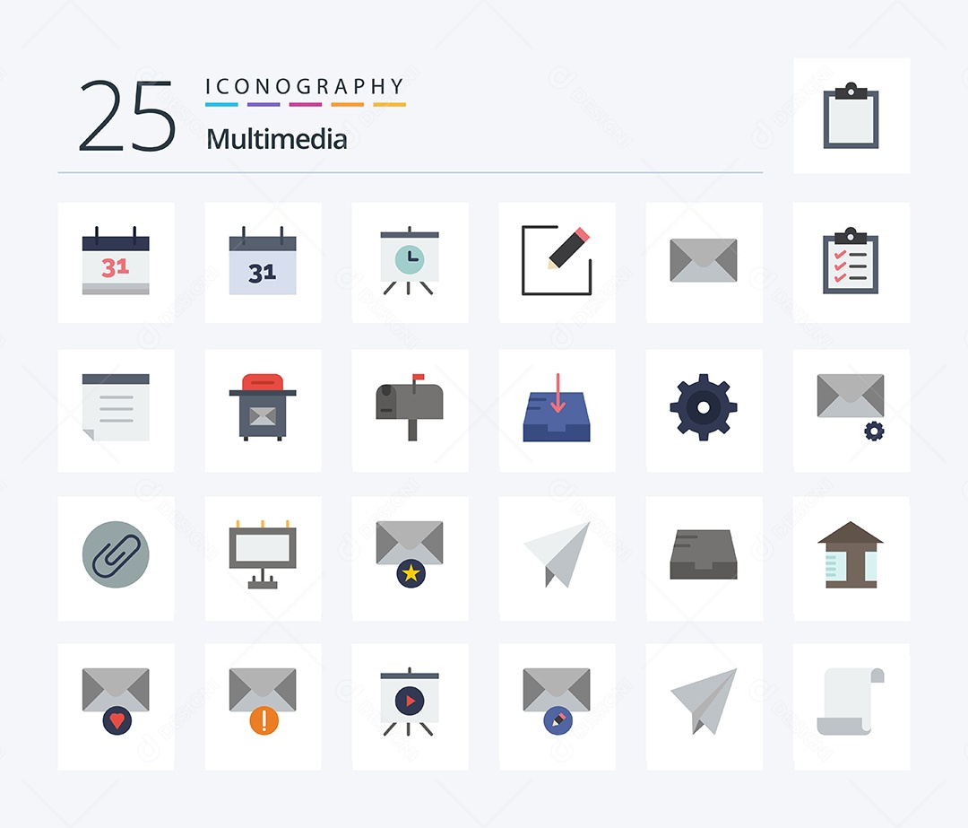 Conjunto de Ícones de Multimídia Ilustração Vetor EPS