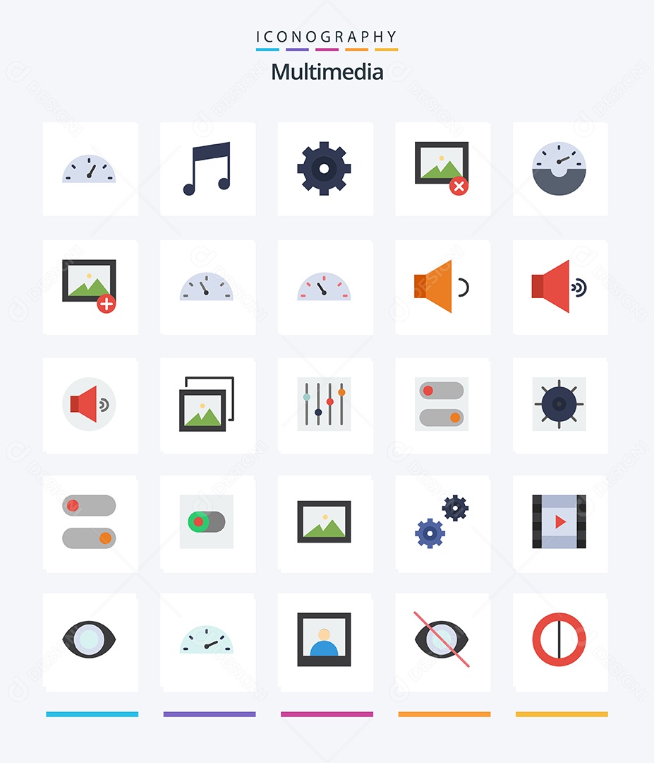 Conjunto de Ícones de Multimídia Ilustração Vetor EPS