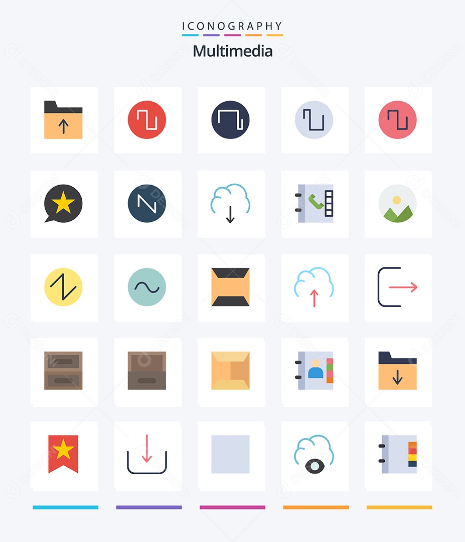 Conjunto de Ícones de Multimídia Ilustração Vetor EPS