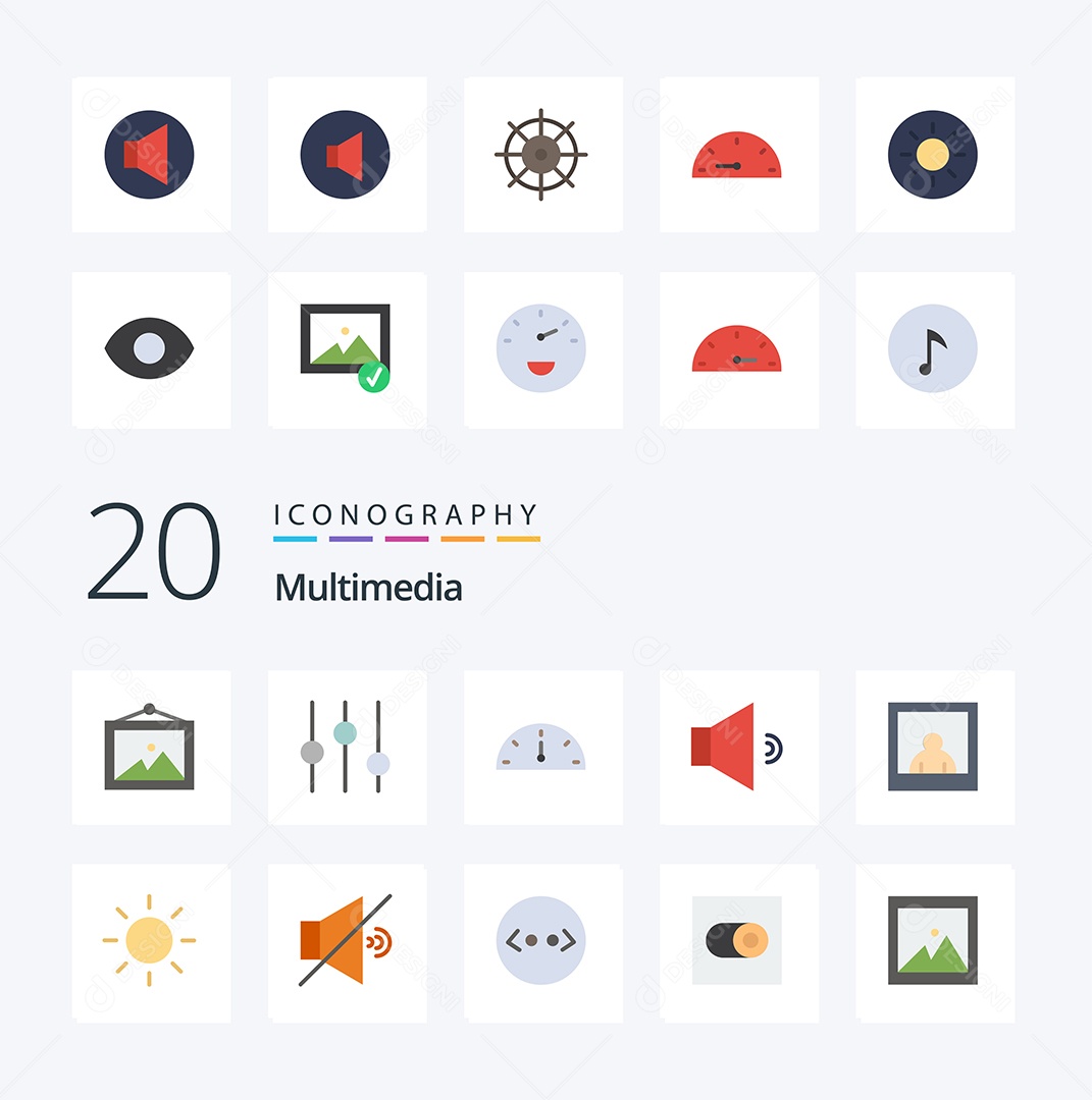 Conjunto de Ícones de Multimídia Ilustração Vetor EPS