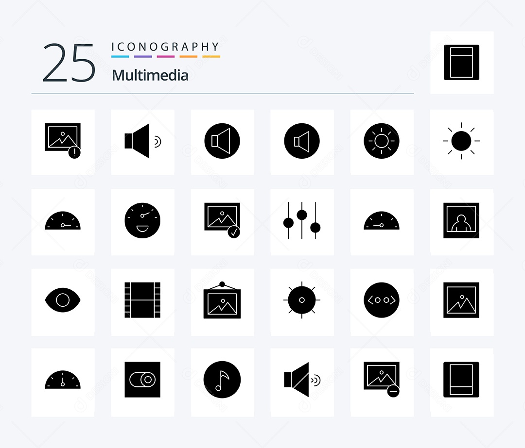 Conjunto de Ícones de Multimídia Ilustração Vetor EPS