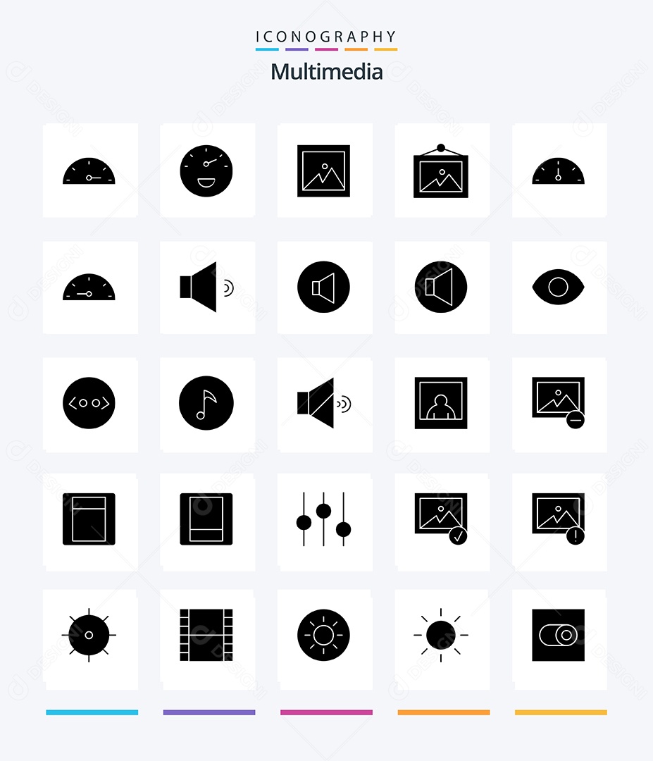Conjunto de Ícones de Multimídia Ilustração Vetor EPS