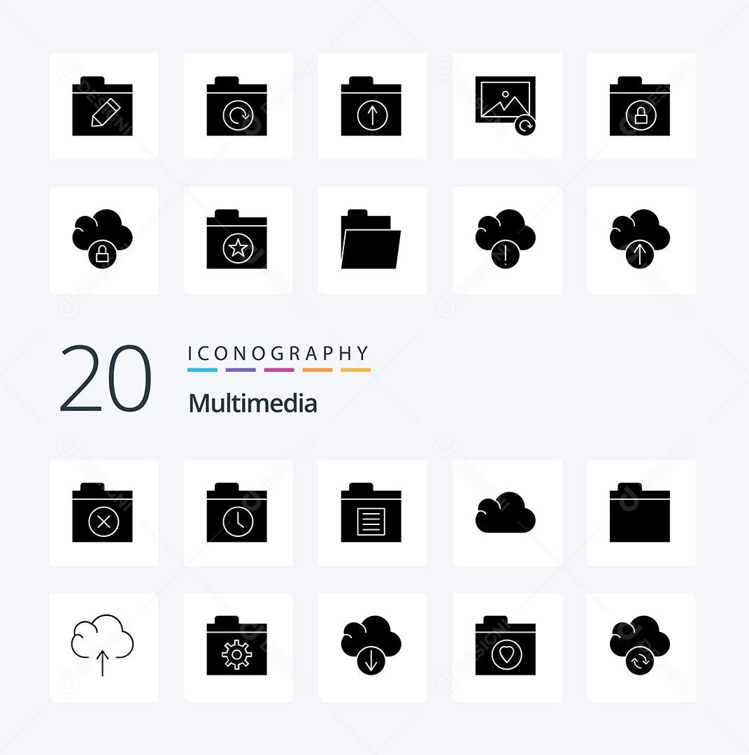 Conjunto de Ícones de Multimídia Ilustração Vetor EPS