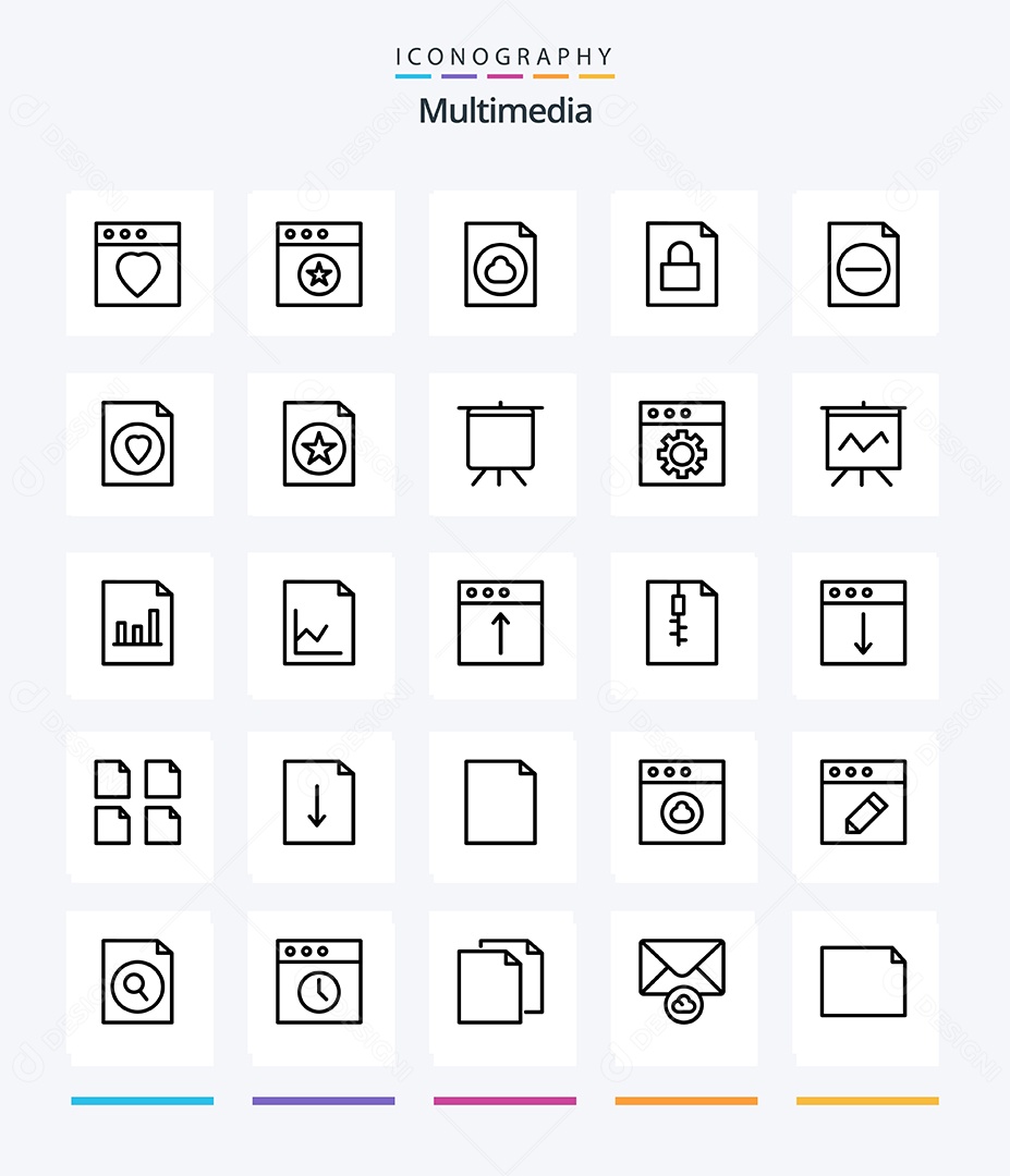 Conjunto de Ícones de Multimídia Ilustração Vetor EPS