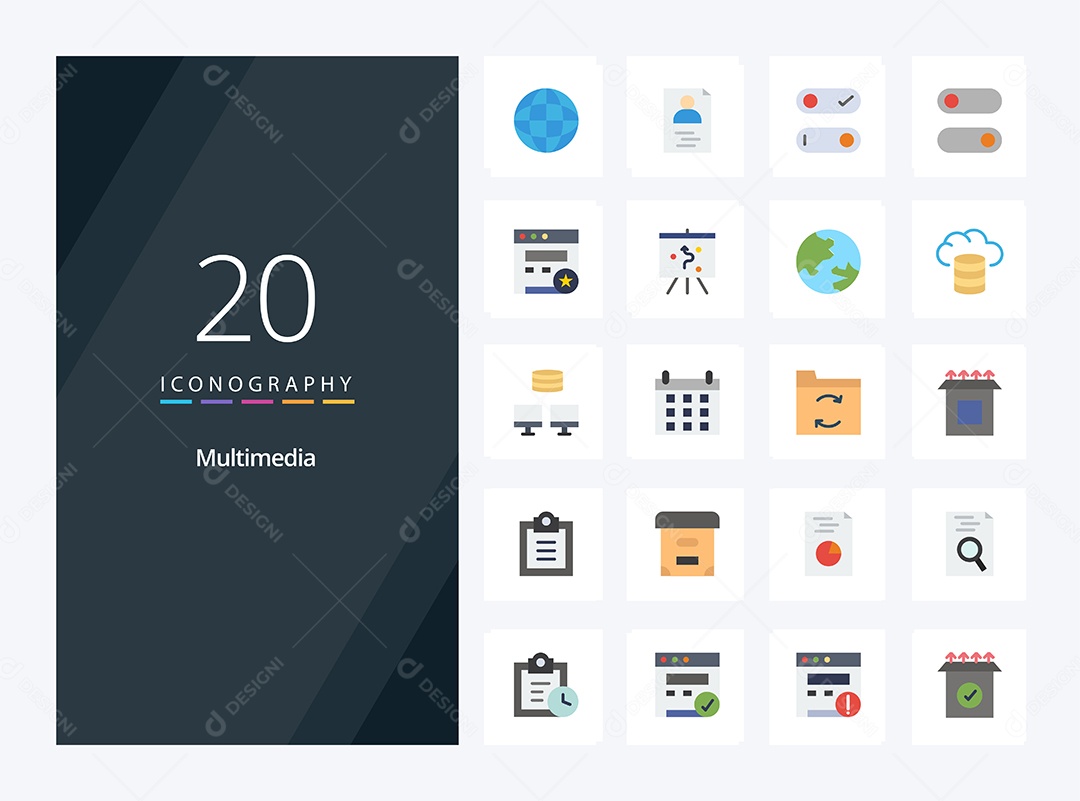 Conjunto de Ícones de Multimídia Ilustração Vetor EPS