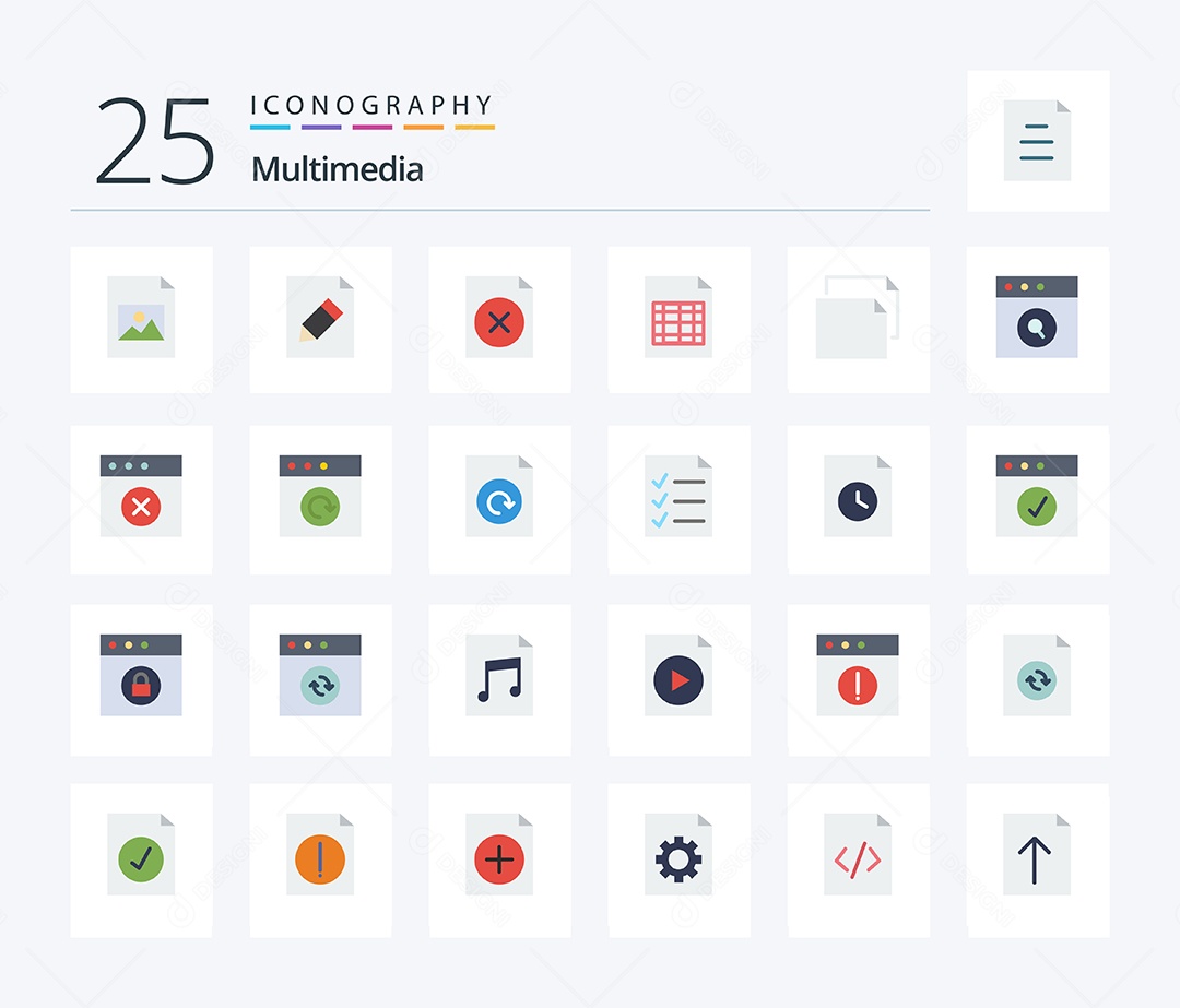 Conjunto de Ícones de Multimídia Ilustração Vetor EPS