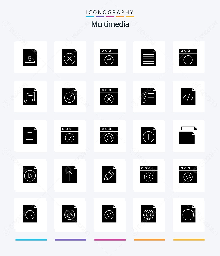 Conjunto de Ícones de Multimídia Ilustração Vetor EPS
