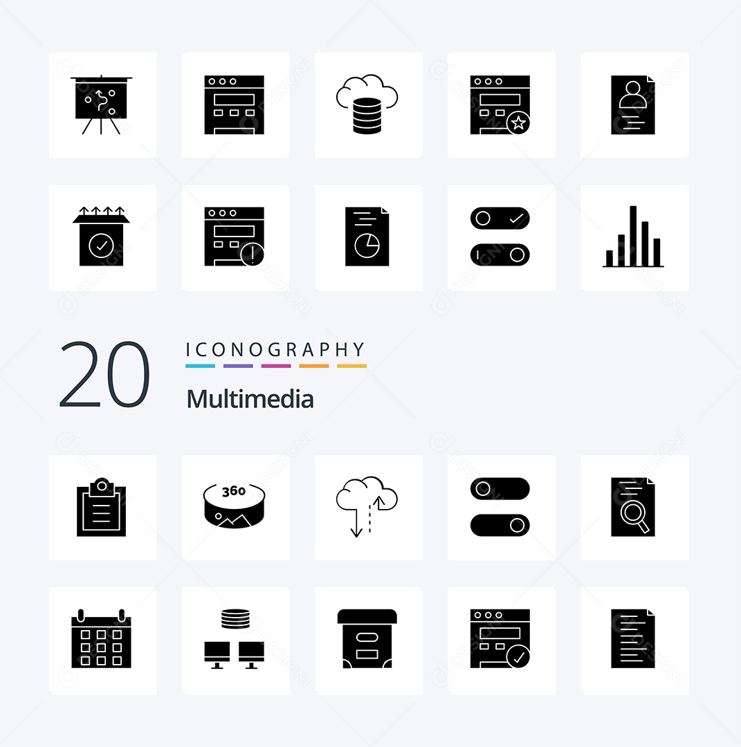 Conjunto de Ícones de Multimídia Ilustração Vetor EPS