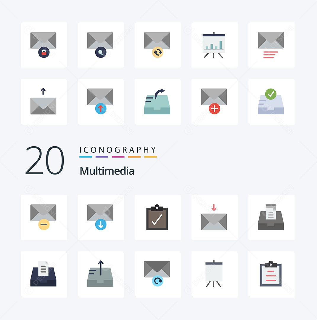 Conjunto de Ícones de Multimídia Ilustração Vetor EPS