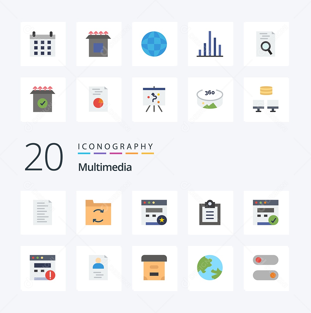 Conjunto de Ícones de Multimídia Ilustração Vetor EPS