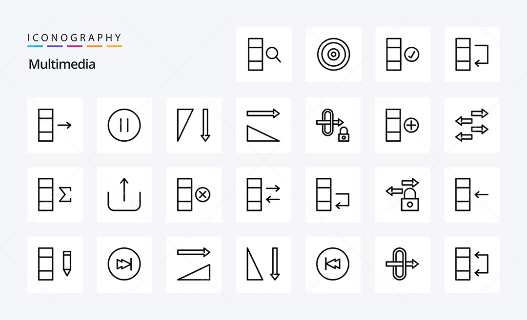 Conjunto de Ícones de Multimídia Ilustração Vetor EPS