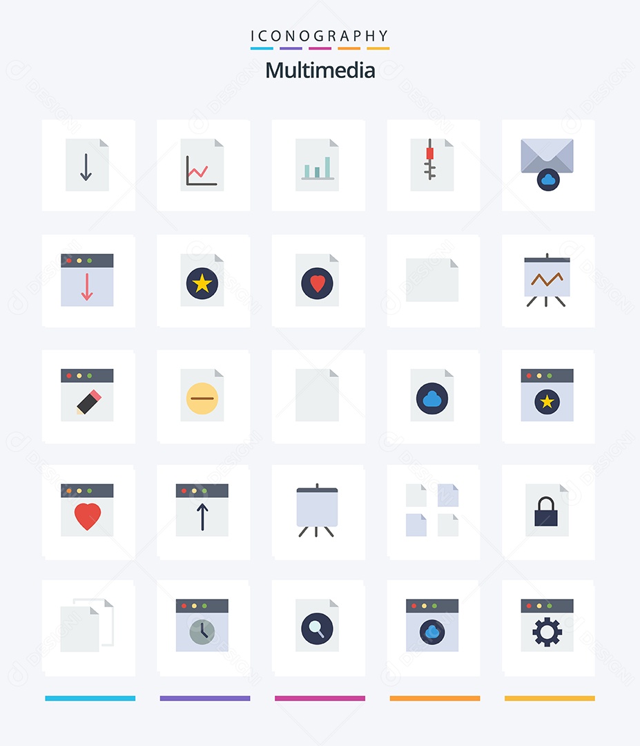 Conjunto de Ícones de Multimídia Ilustração Vetor EPS