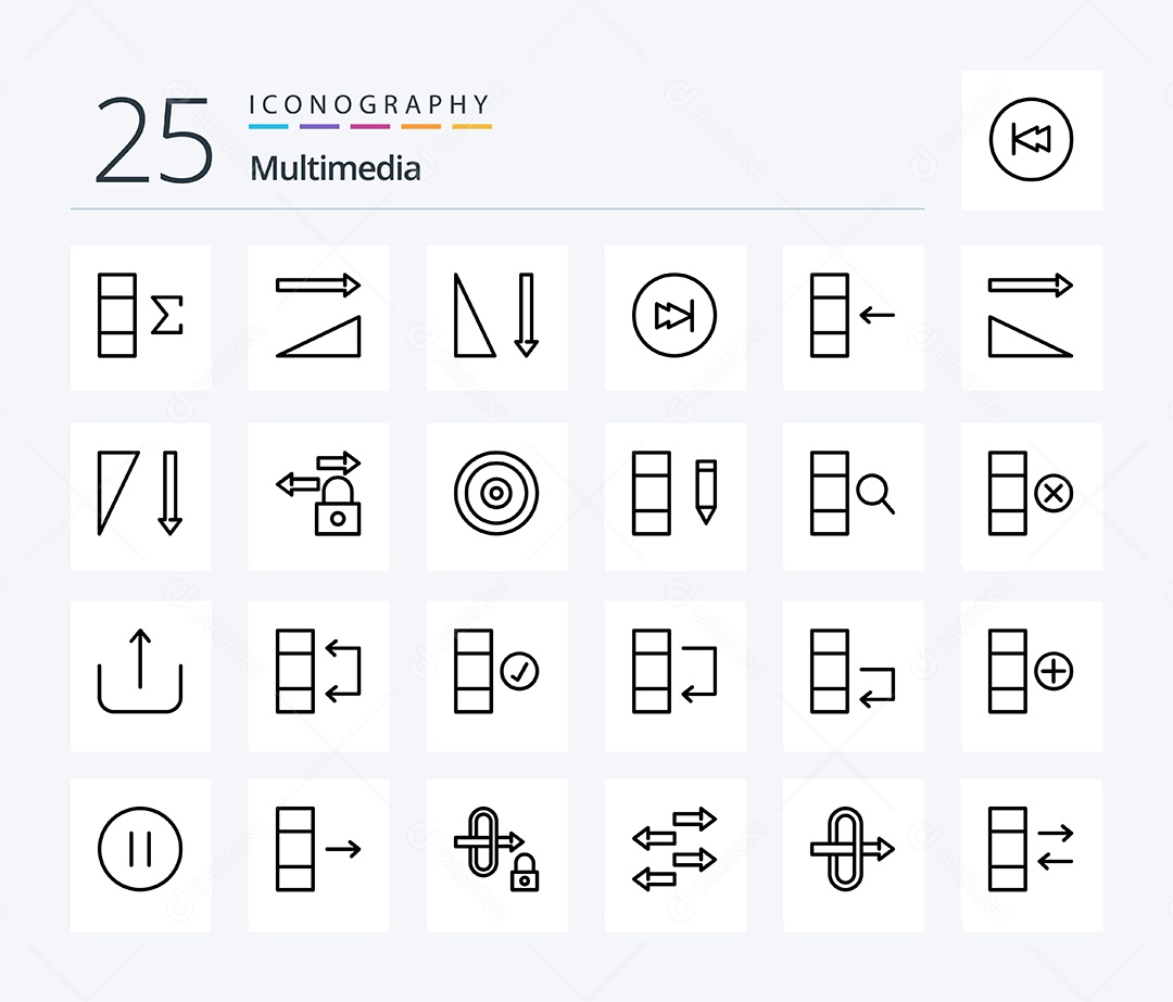 Conjunto de Ícones de Multimídia Ilustração Vetor EPS