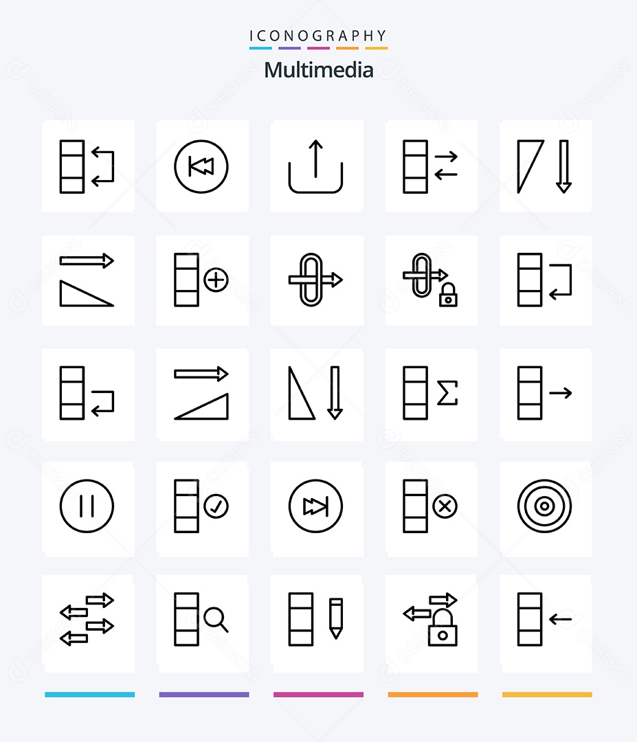 Conjunto de Ícones de Multimídia Ilustração Vetor EPS