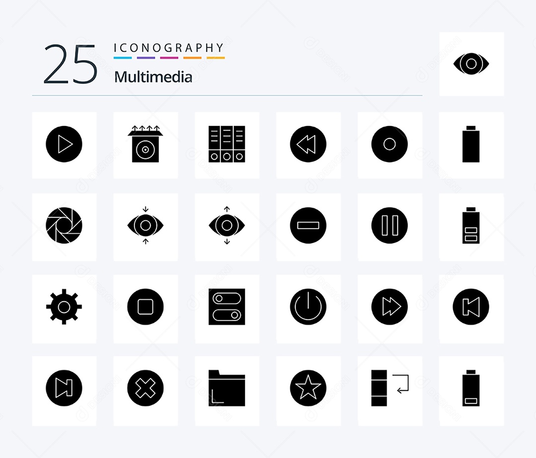Conjunto de Ícones de Multimídia Ilustração Vetor EPS