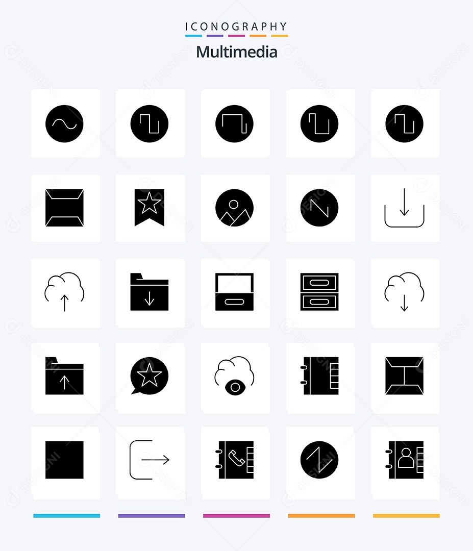 Conjunto de Ícones de Multimídia Ilustração Vetor EPS