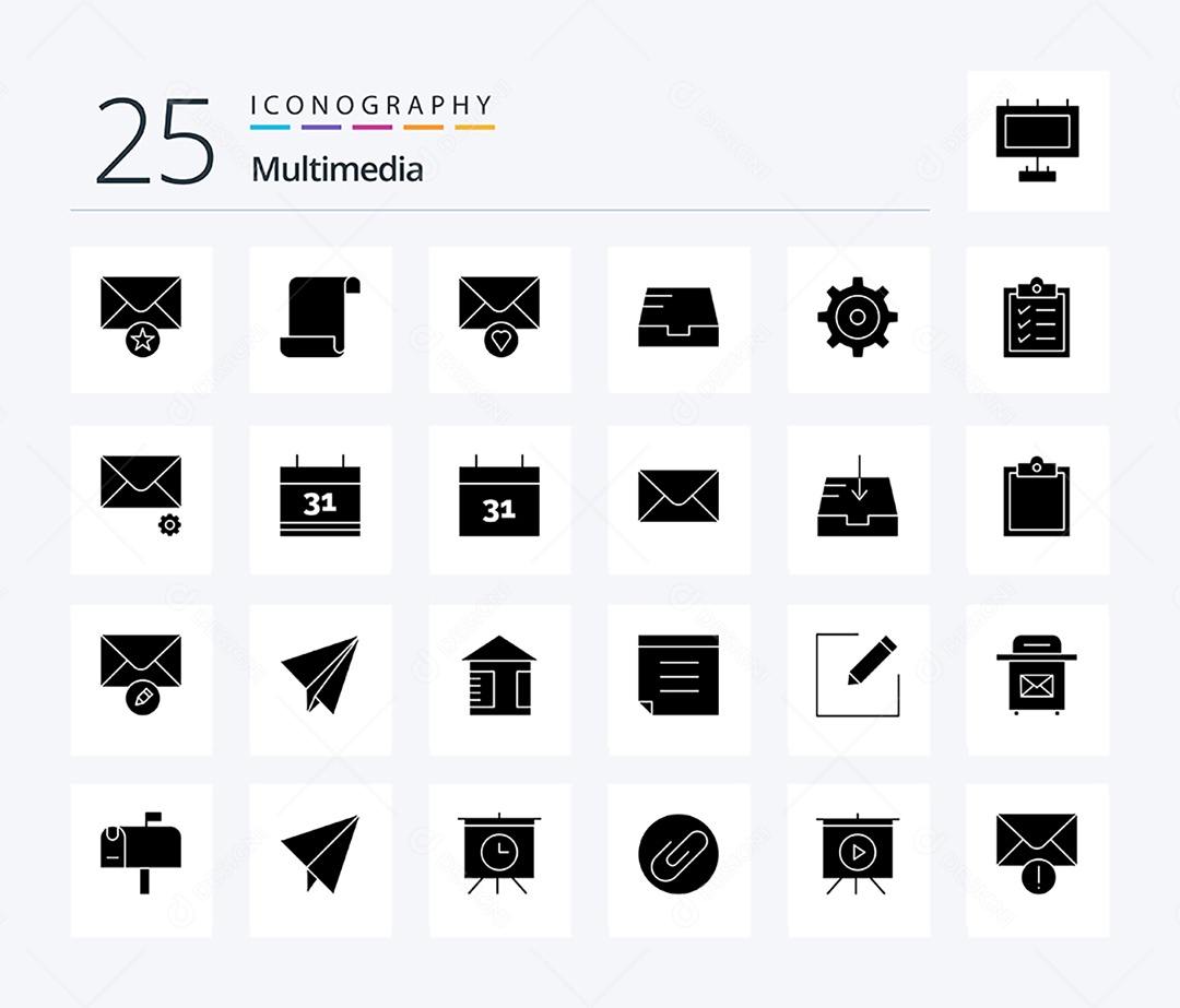 Conjunto de Ícones de Multimídia Ilustração Vetor EPS