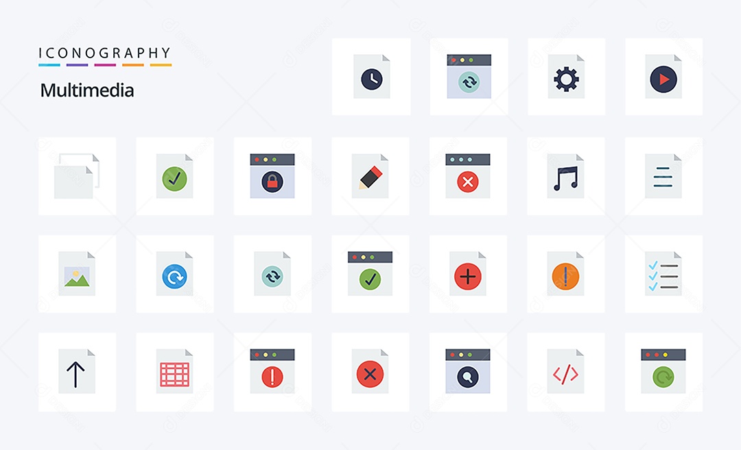 Conjunto de Ícones de Multimídia Ilustração Vetor EPS