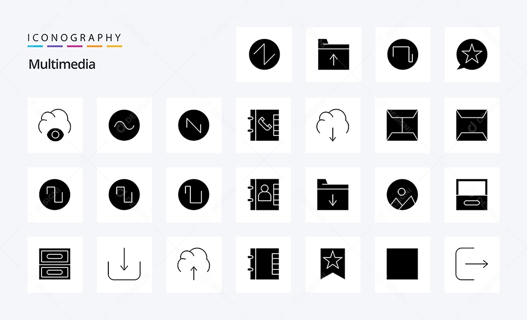 Conjunto de Ícones de Multimídia Ilustração Vetor EPS