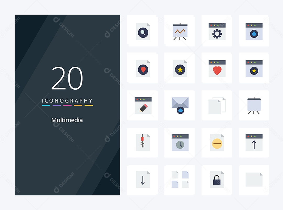 Conjunto de Ícones de Multimídia Ilustração Vetor EPS