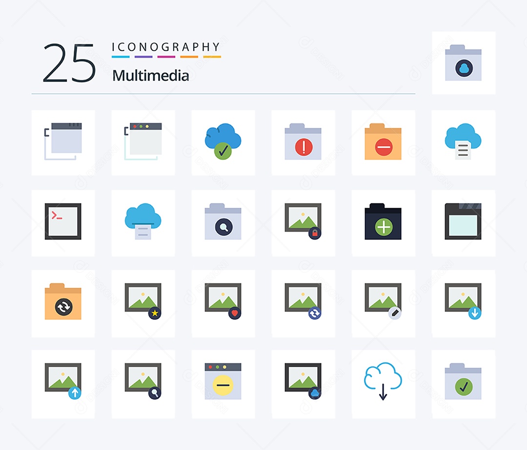 Conjunto de Ícones de Multimídia Ilustração Vetor EPS